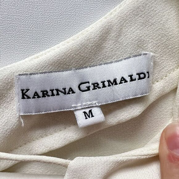 Karina Grimaldi Jack Solid Mini Dress Ivory White Long Sleeve Keyhole Size M - Picture 11 of 15